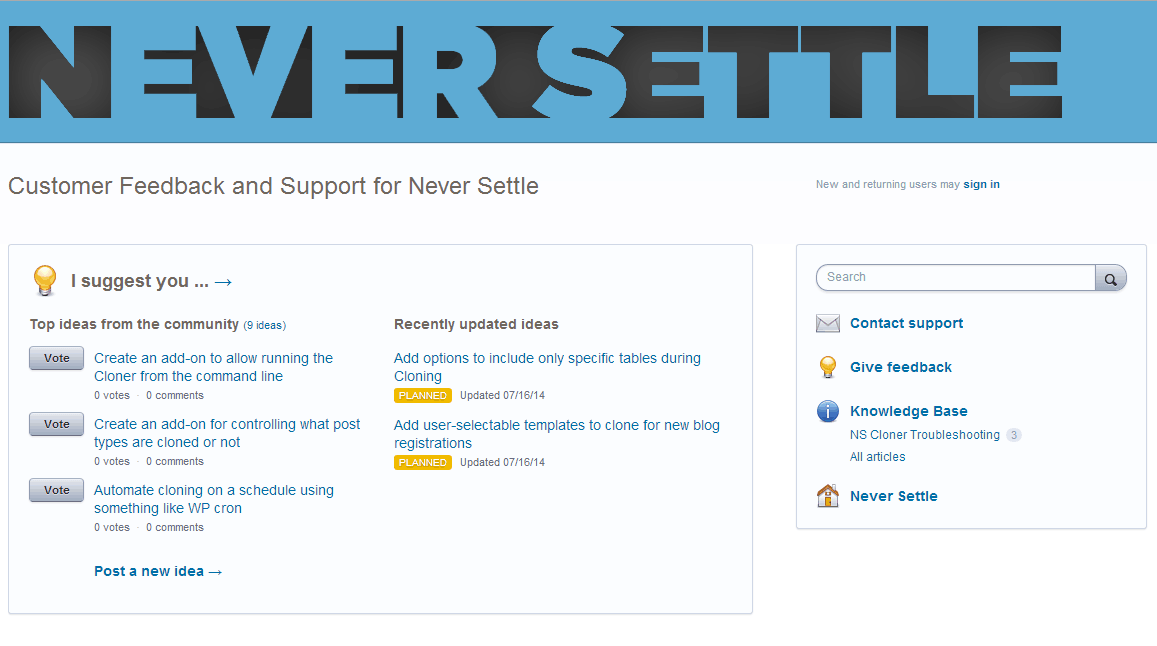 ns support and feedback site