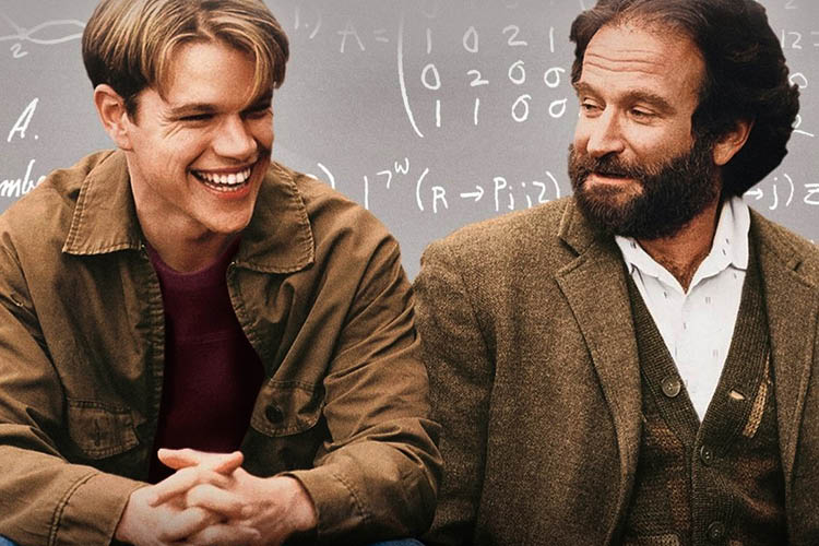 Matt Damon and Robin Williams in Good Will Hunting.