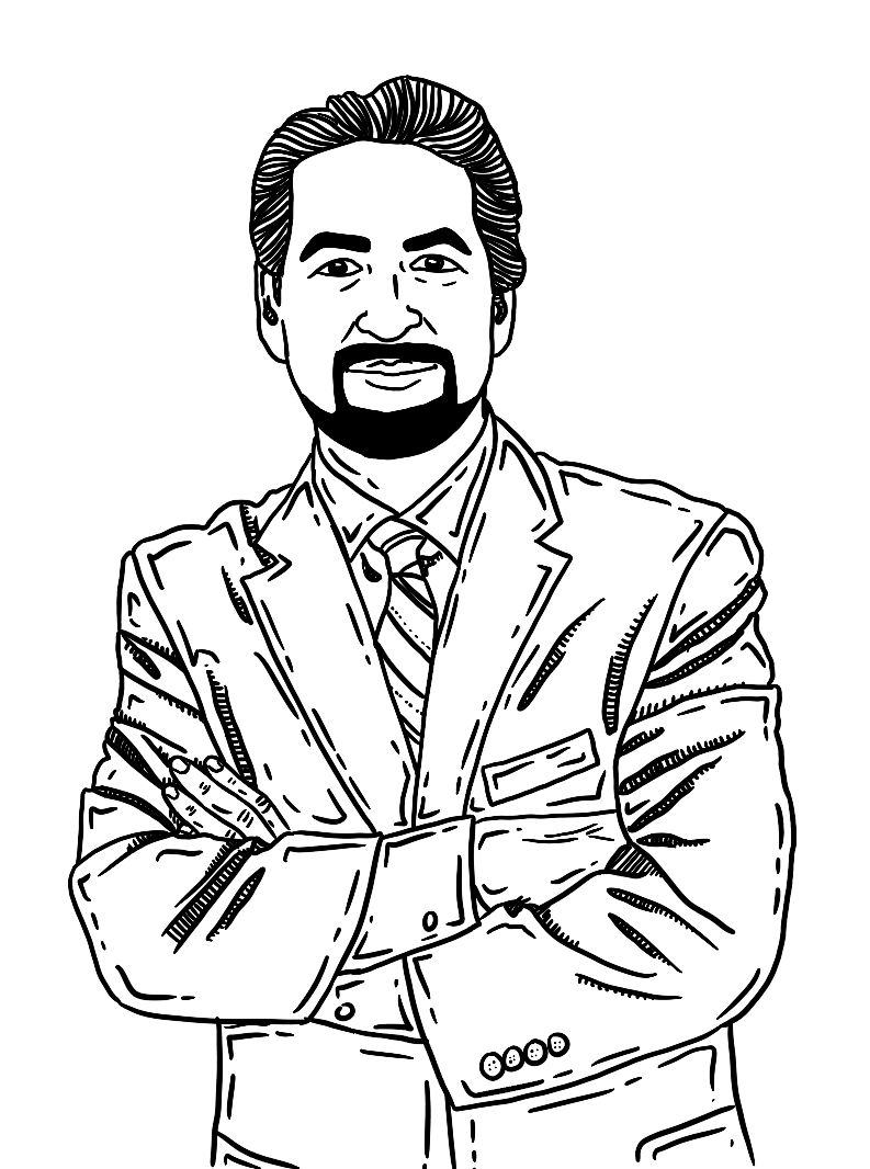 line drawn portrait of David Brier