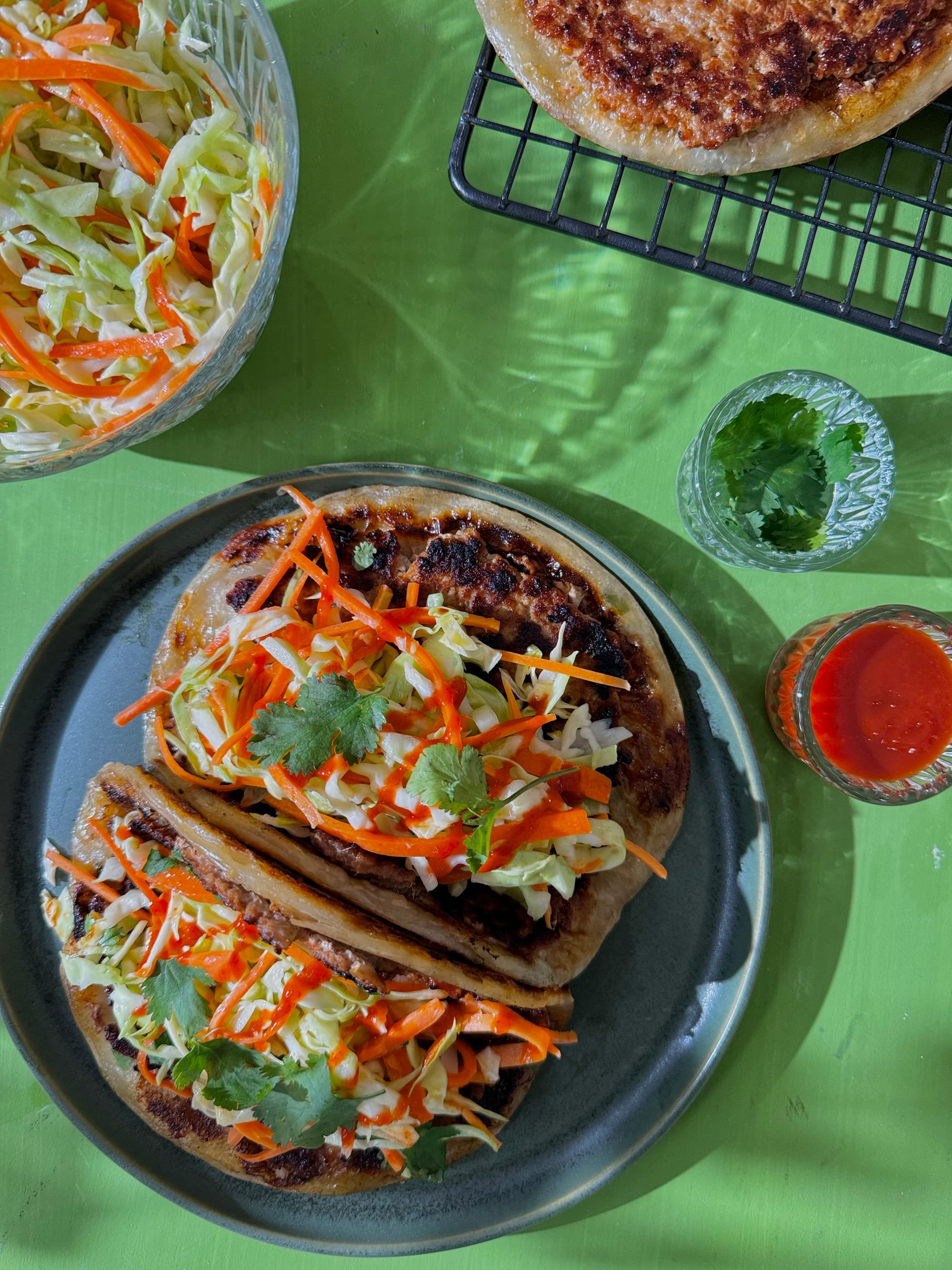 Smashed Green Onion Cake Tacos 