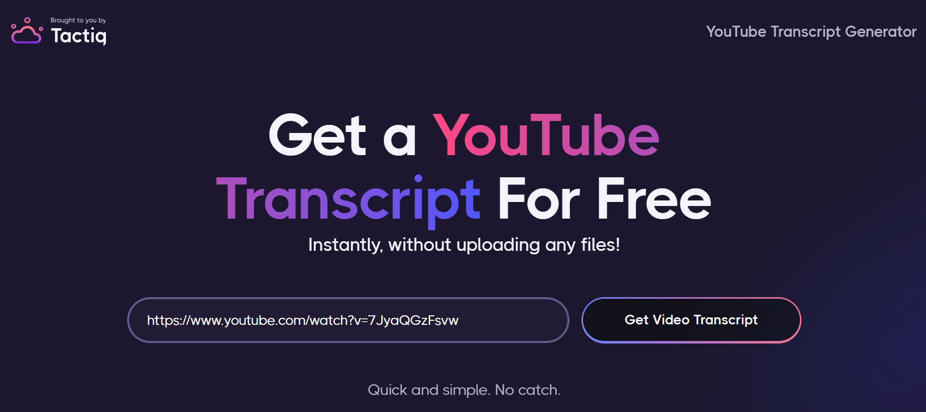 Tactiq YouTube Transcript Generator