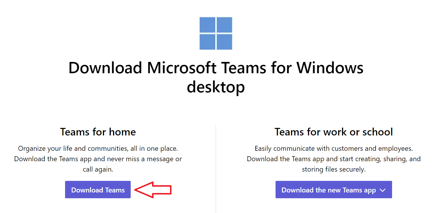 Download Teams for Home