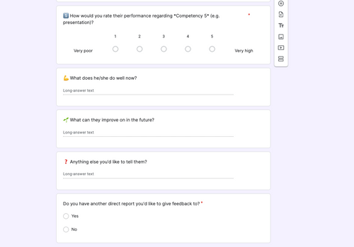 Free Form Template: 360 Degree Feedback