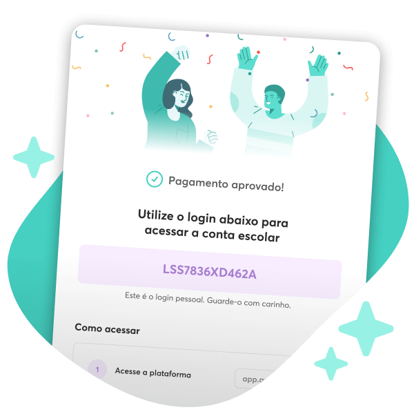 Acesse www.arvore.com.br e clique em entrar. Insira os dados de acesso enviados pela escola e clique em avançar. Você será automaticamente redirecionado(a) para a página de pagamento.