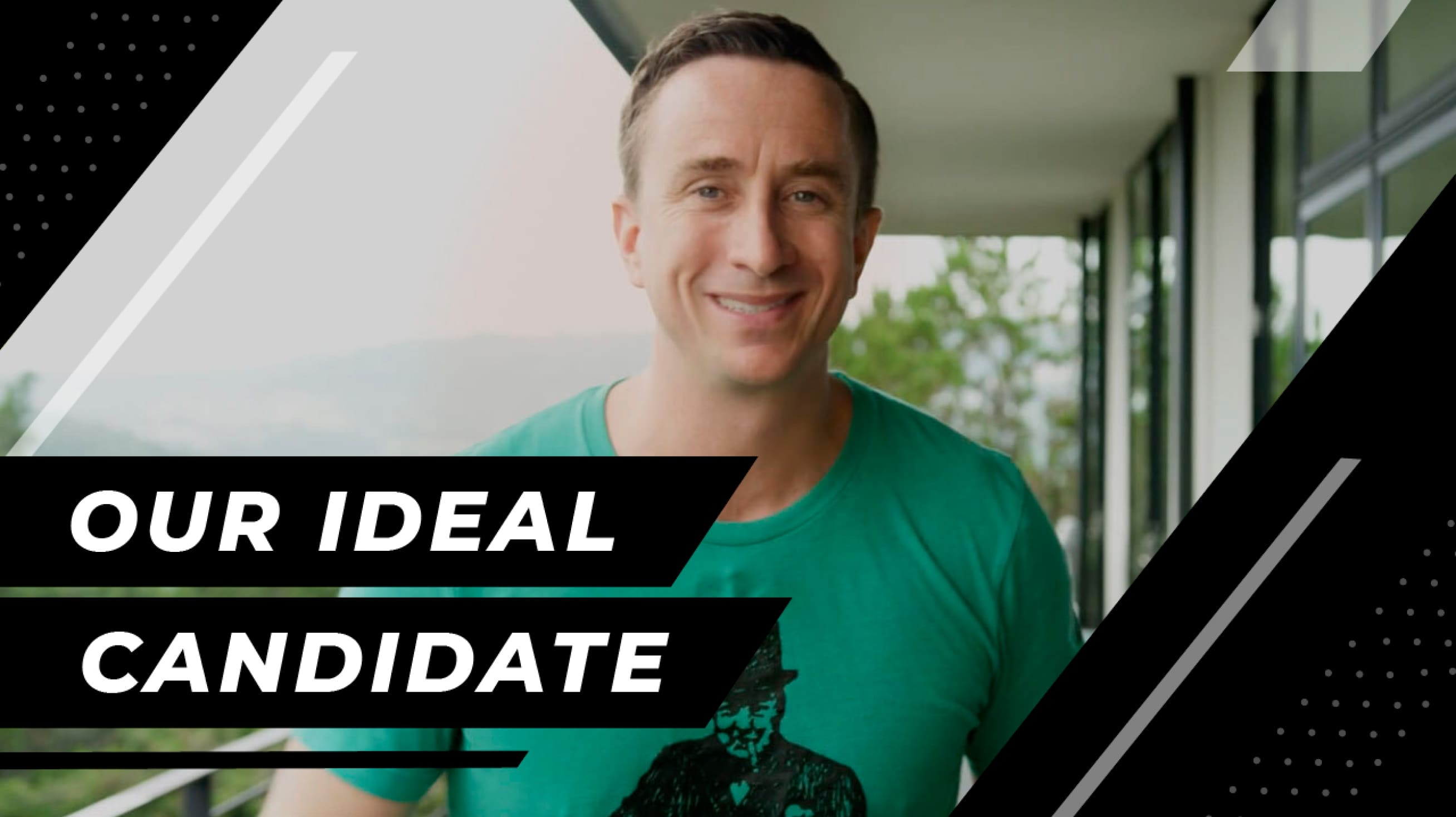 Headshot of Peter Rex with the label, "Our Ideal Candidate."