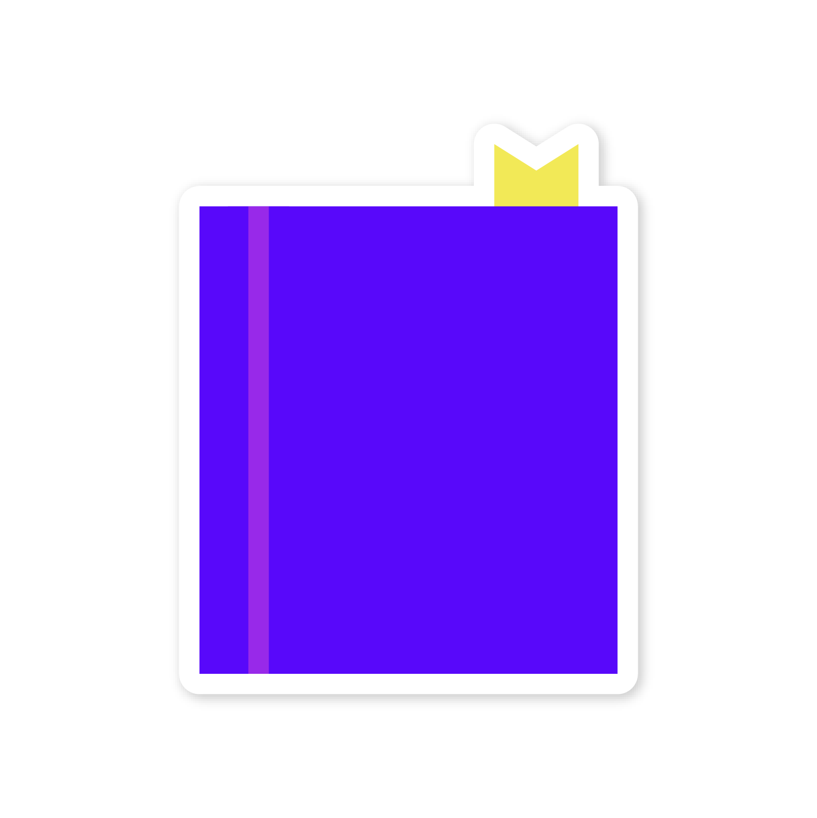 A purple sticker of a book.