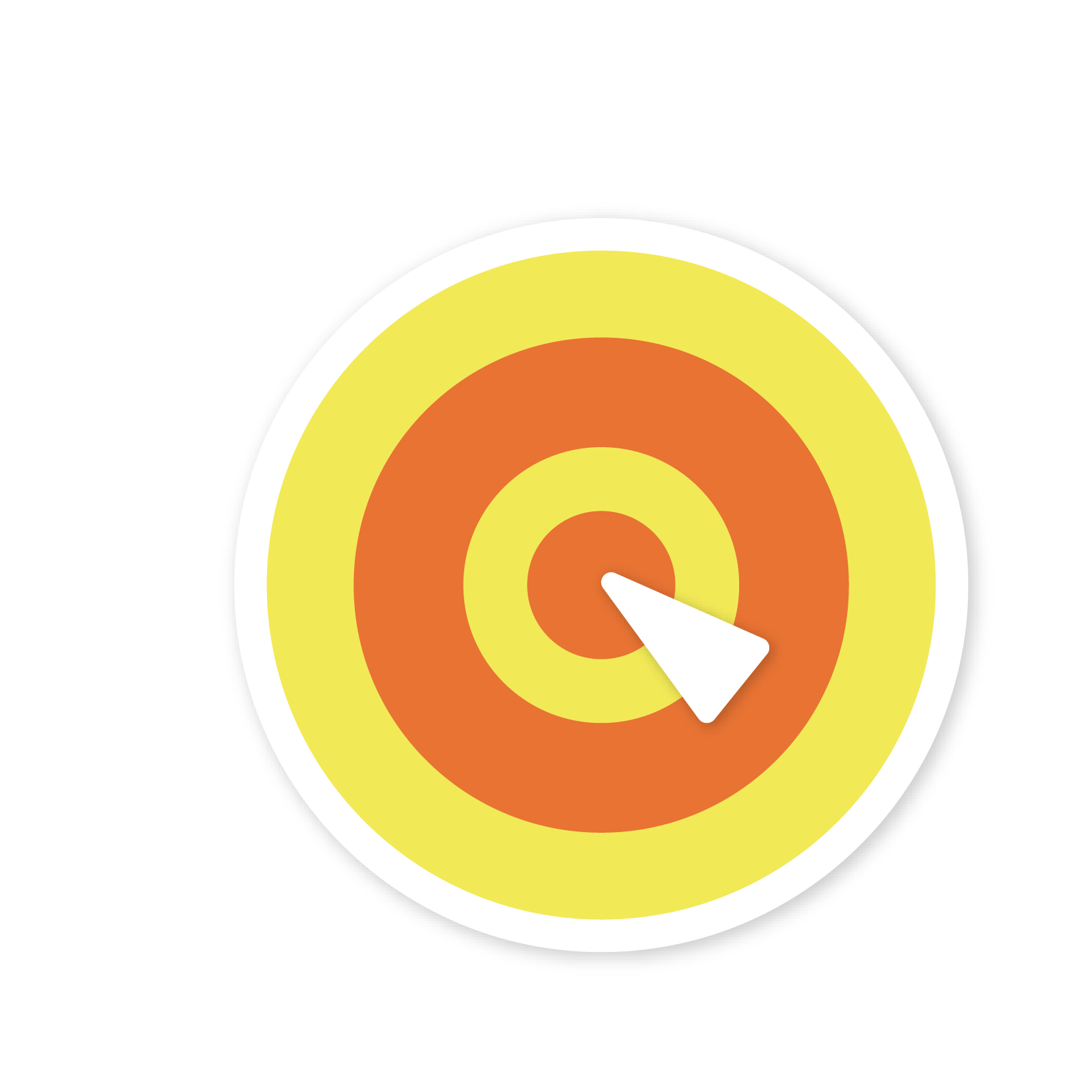 A yellow sticker of a bull's eye target.