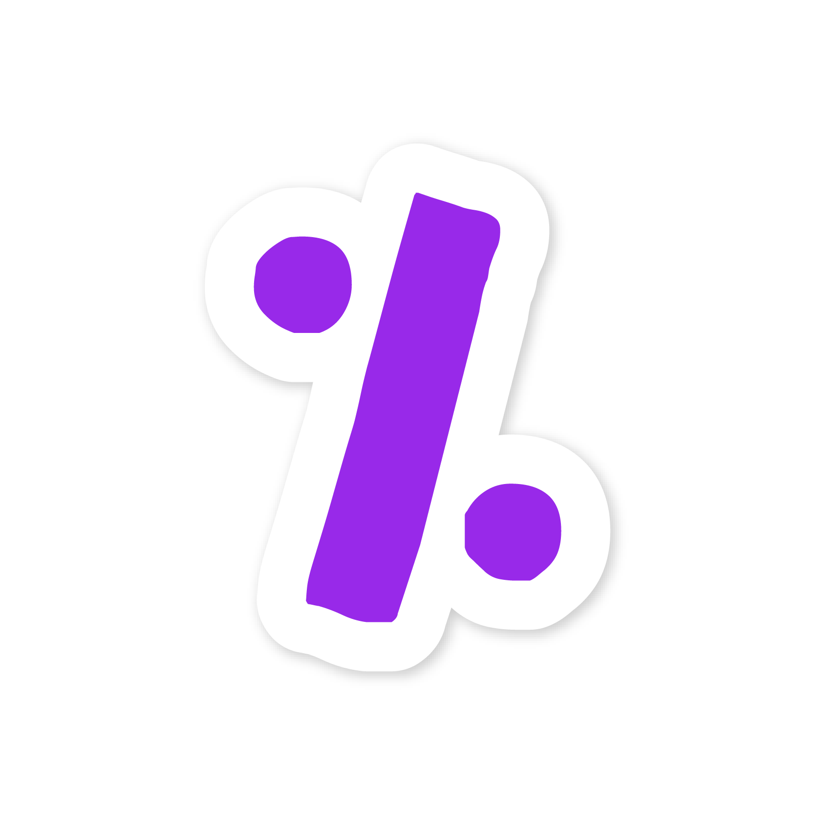 A violet division symbol sticker