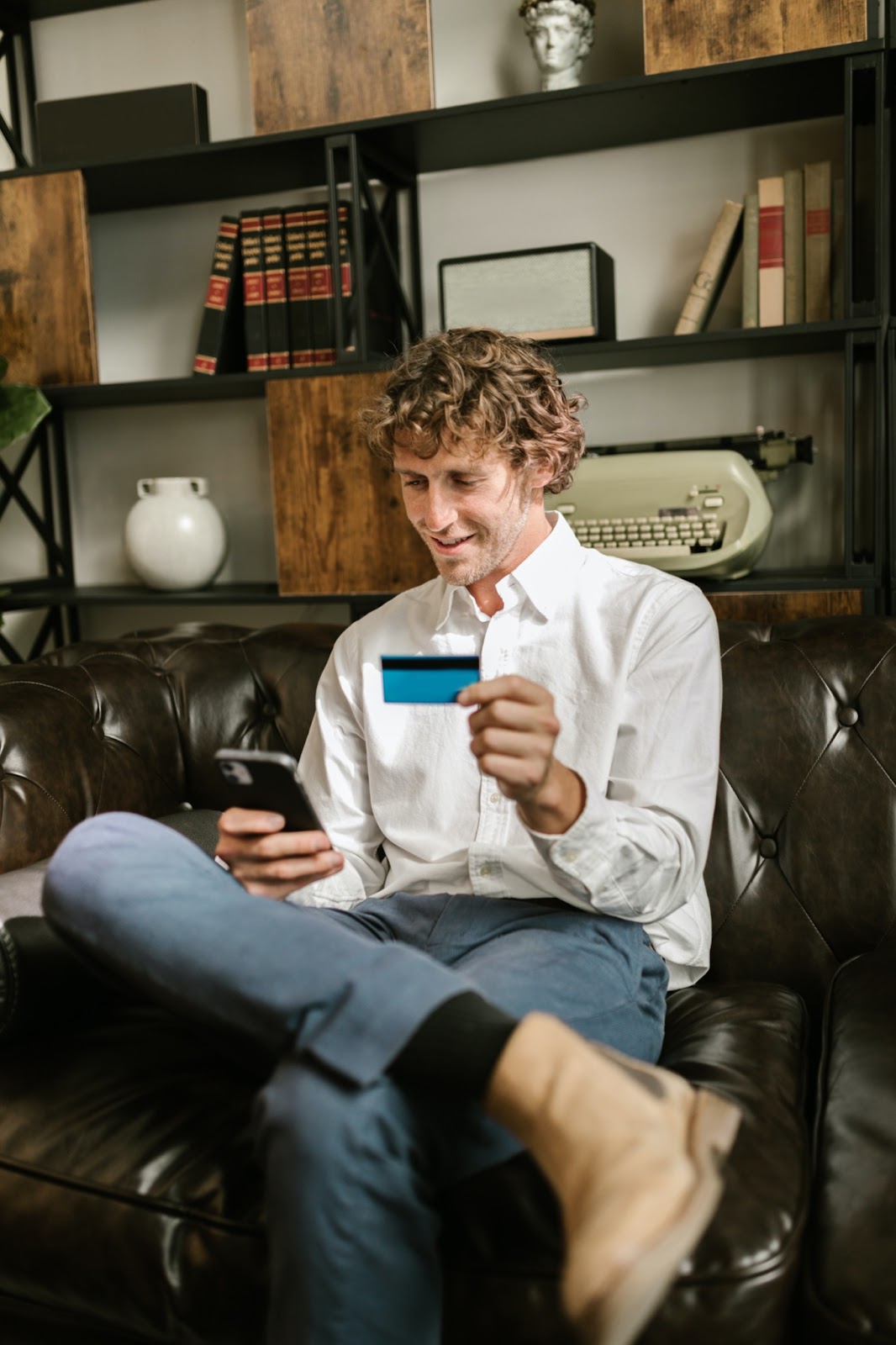young man with credit card