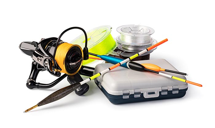 Fishing gear on a white background
