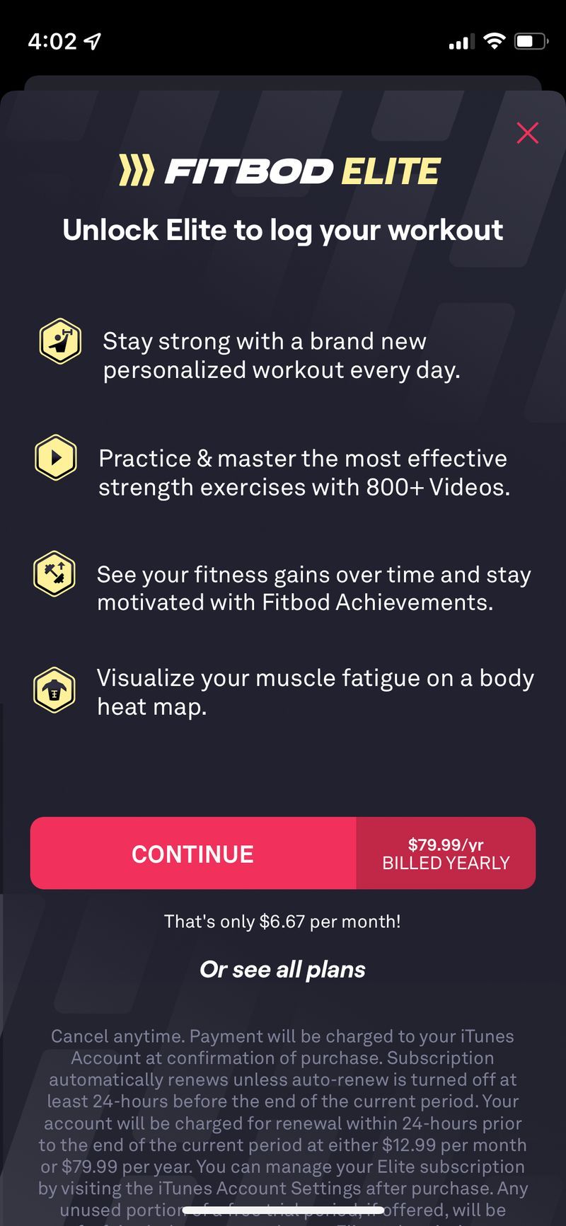 Best Mobile Paywall Fitbod Workout & Fitness Plans