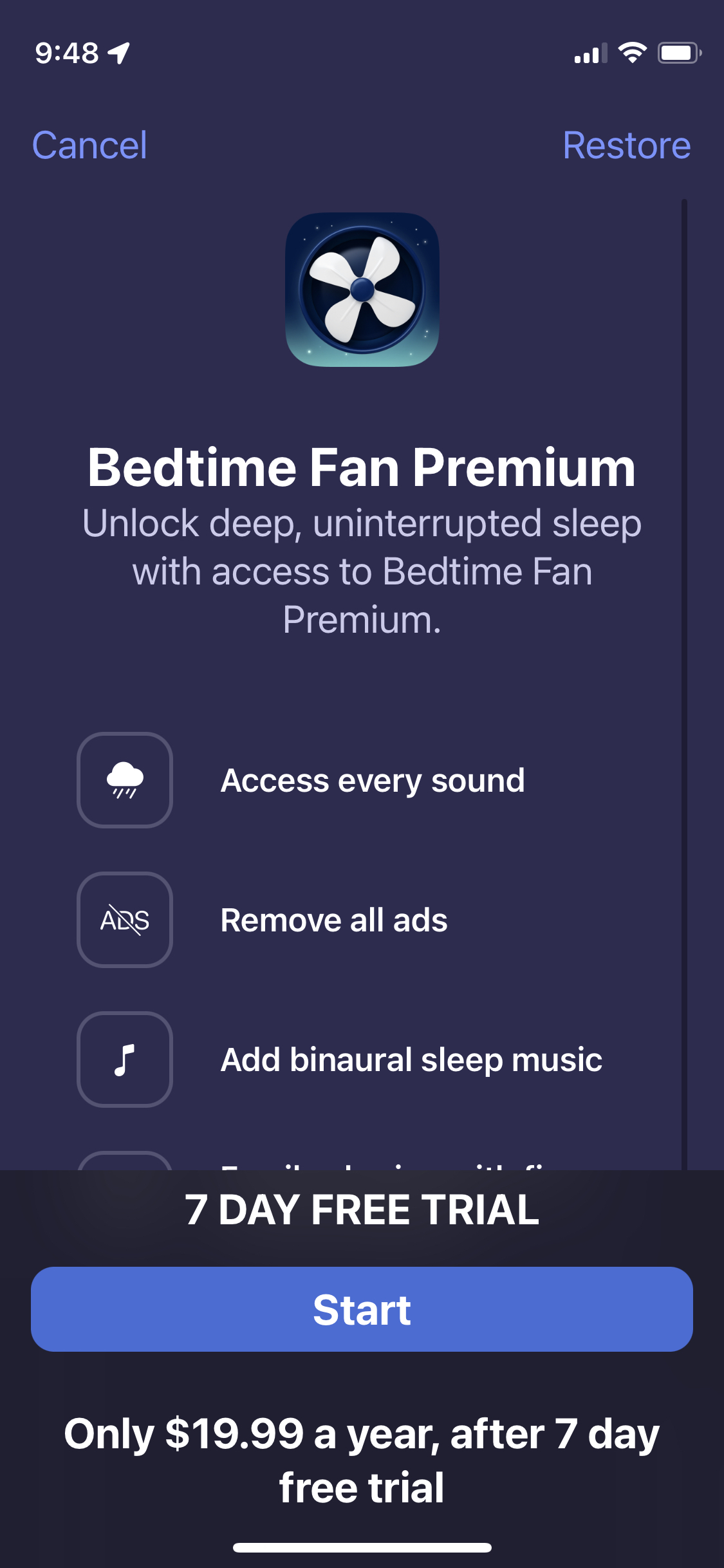 Best Mobile Paywall Bedtime Fan White Noise