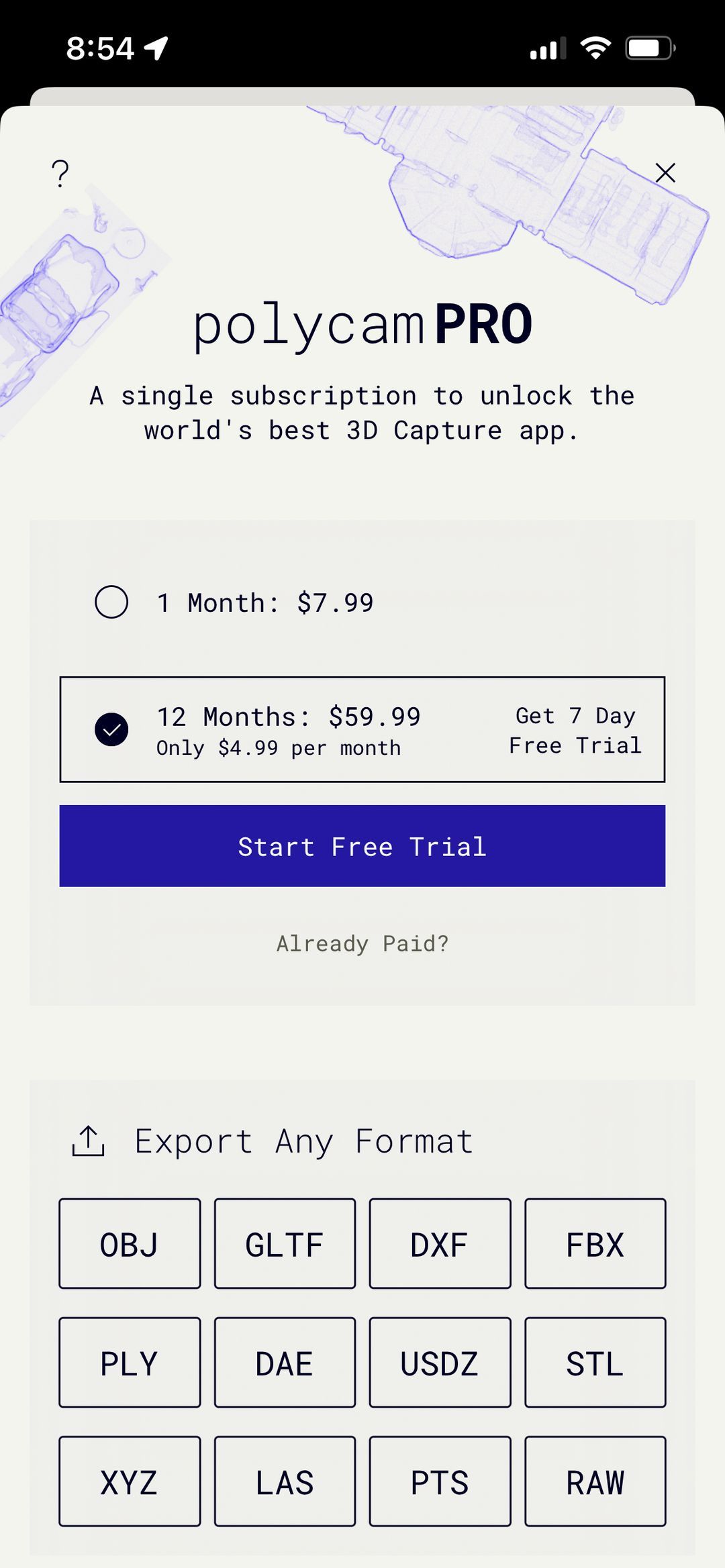 Best Mobile Paywall Polycam LiDAR & 3D Scanner