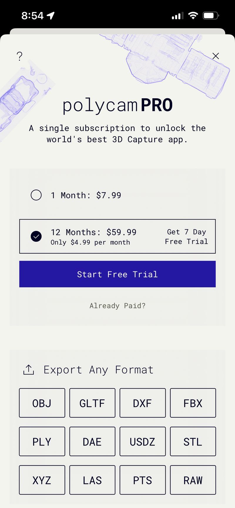 Best Mobile Paywall Polycam LiDAR & 3D Scanner