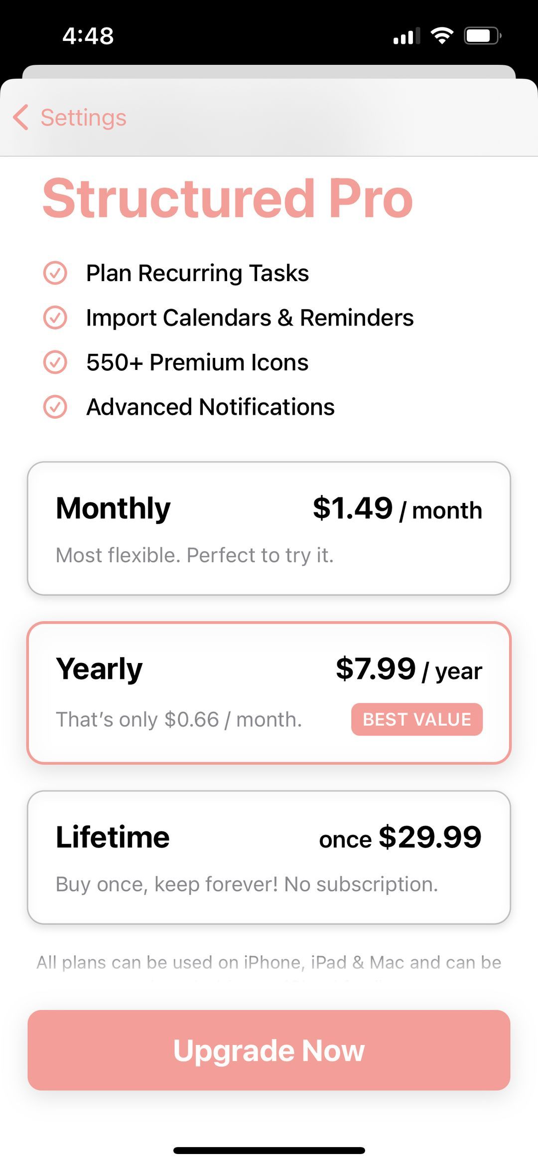 Best mobile paywall structured daily planner