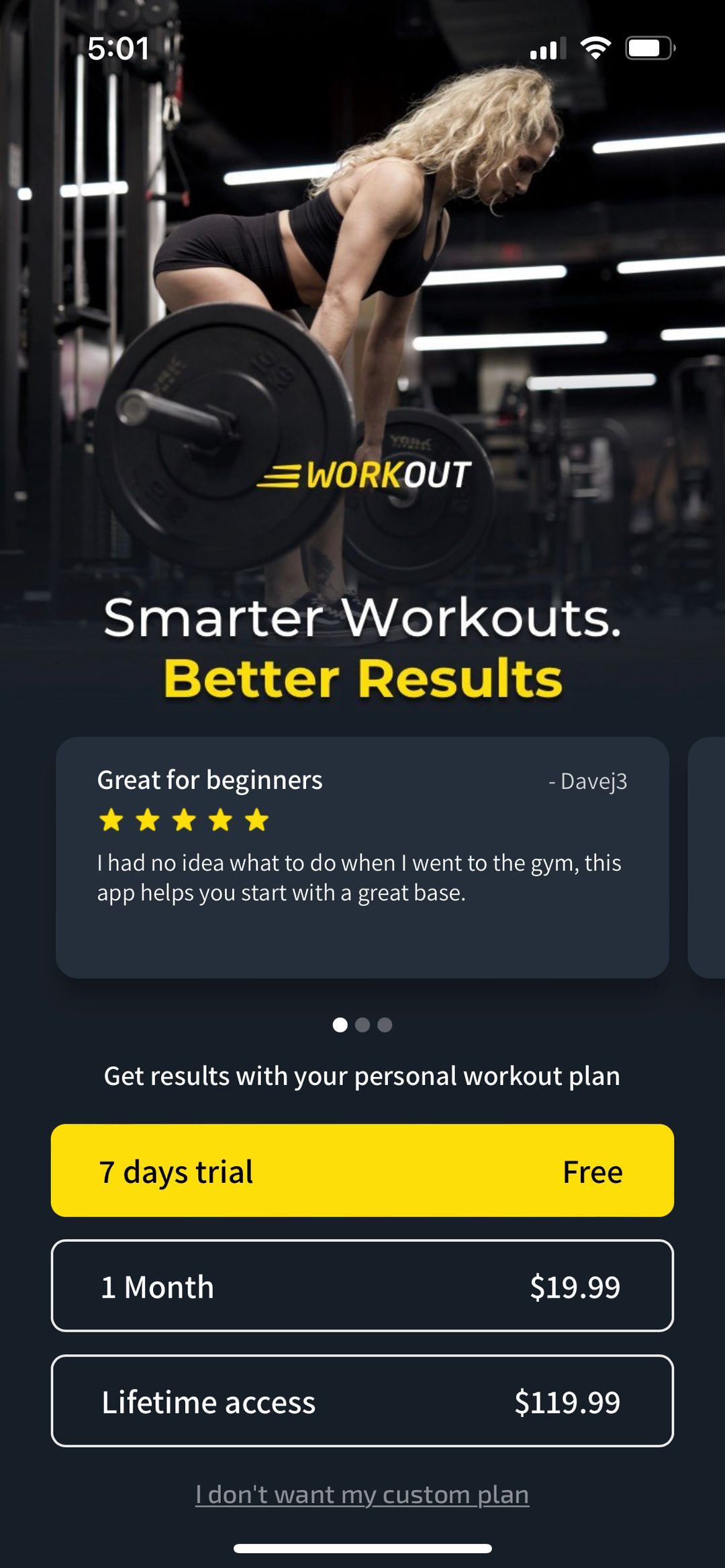 Best Mobile Paywall Gym Workout Planner & Tracker