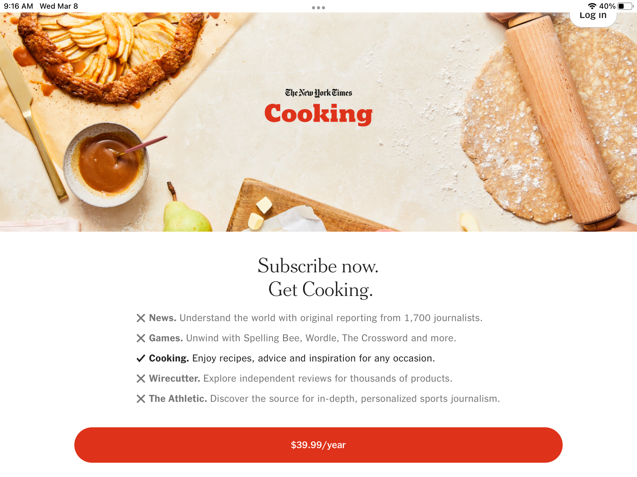 Best Mobile Paywall NYT Cooking for iPad