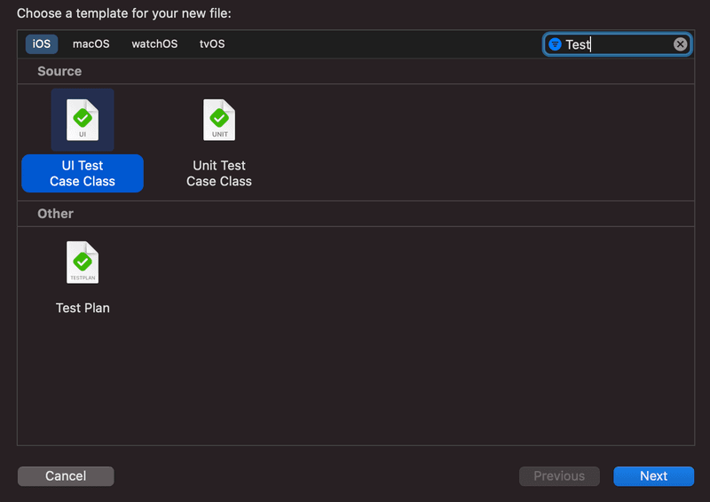 Xcode iOS UI Test and Unit Test dialogue