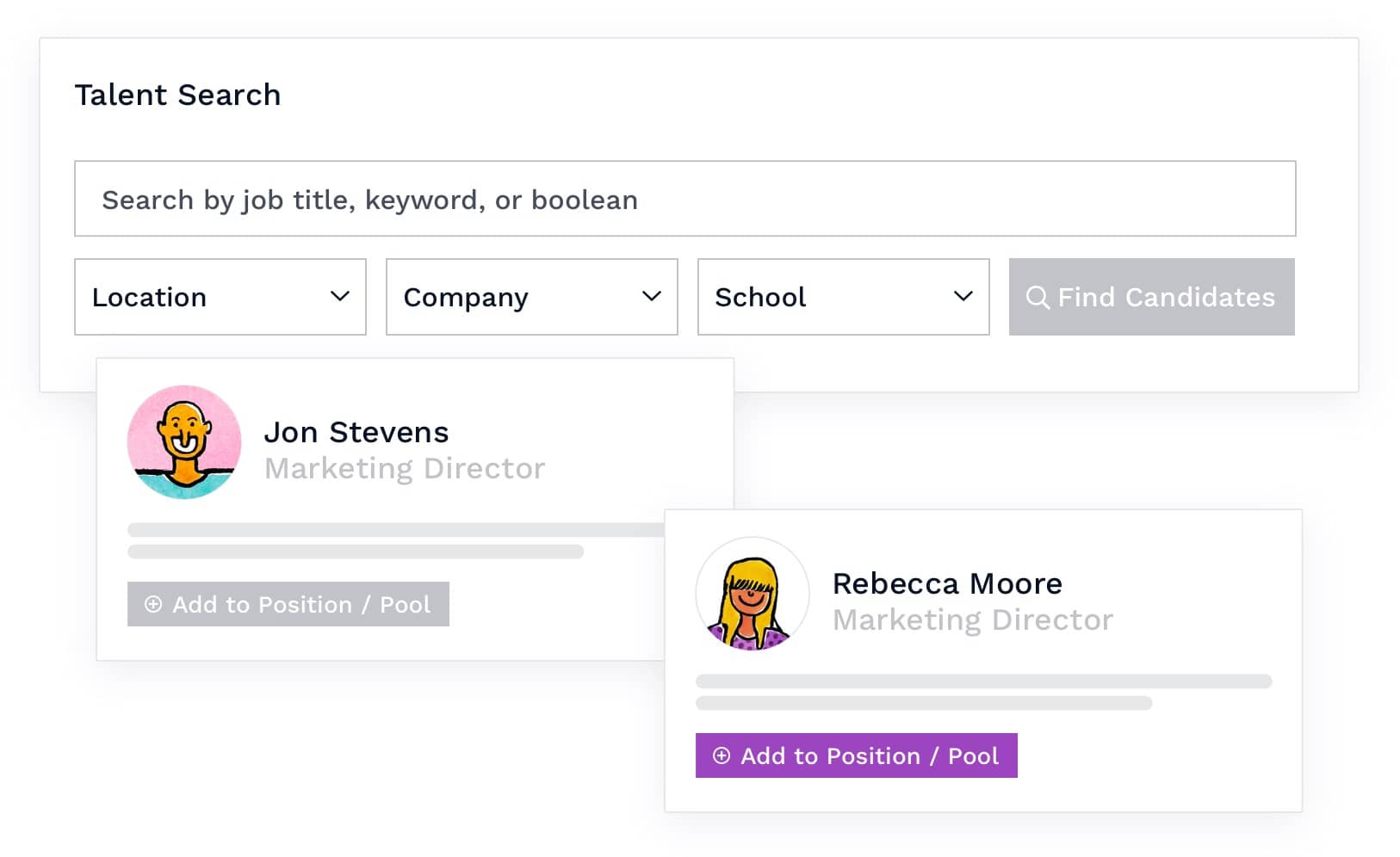 options of Talent search within Breezy HR
