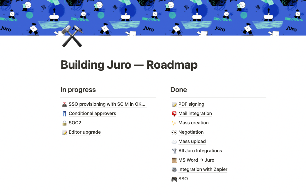 Juro roadmap