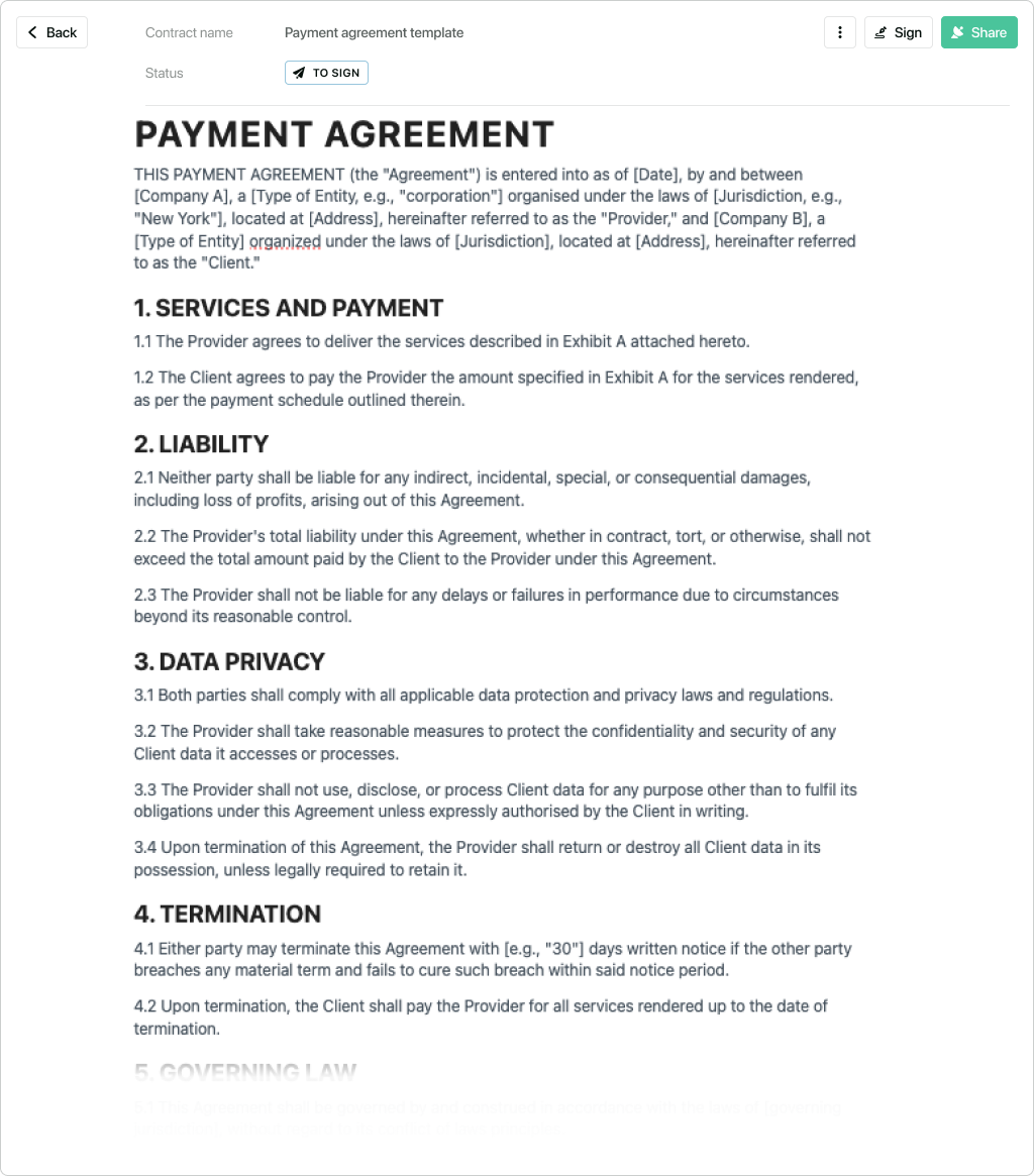 Payment Agreement Template Free To Use Payment Agreement Template Free To Use