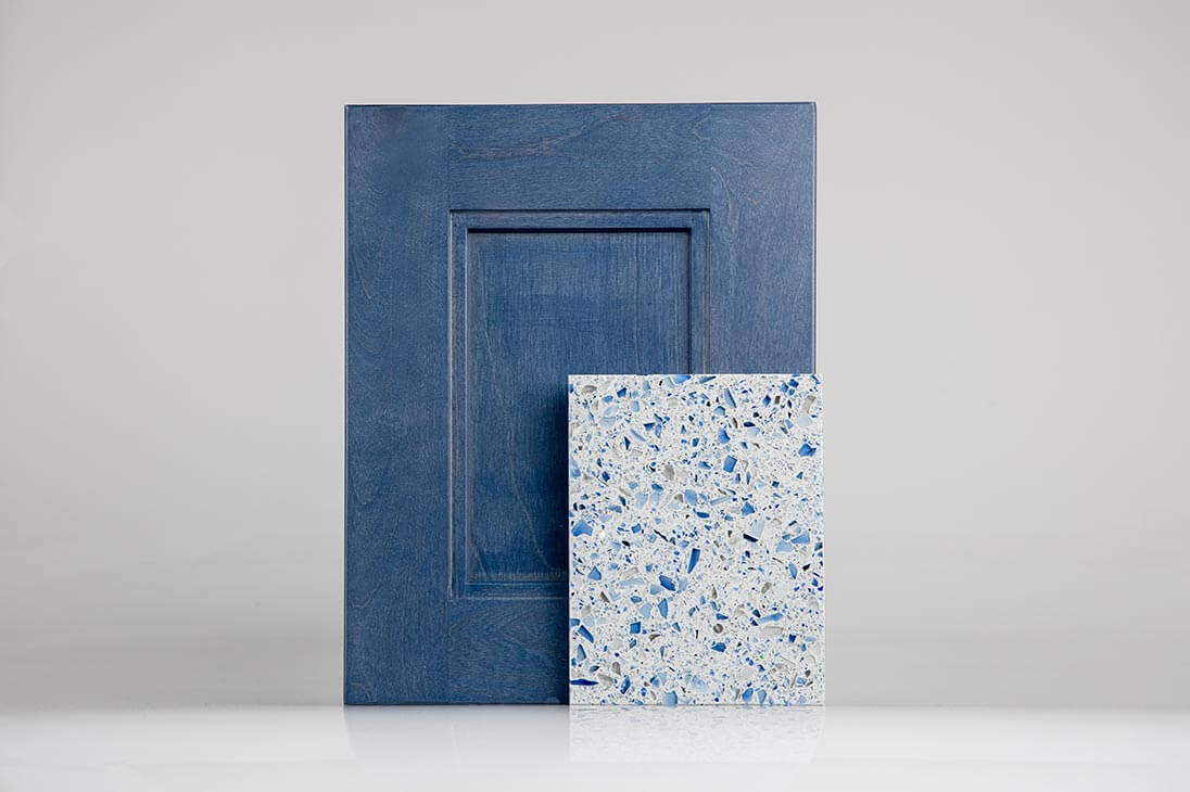 Kashmir Blue Color Recycled Glass Countertop Sample | Curava