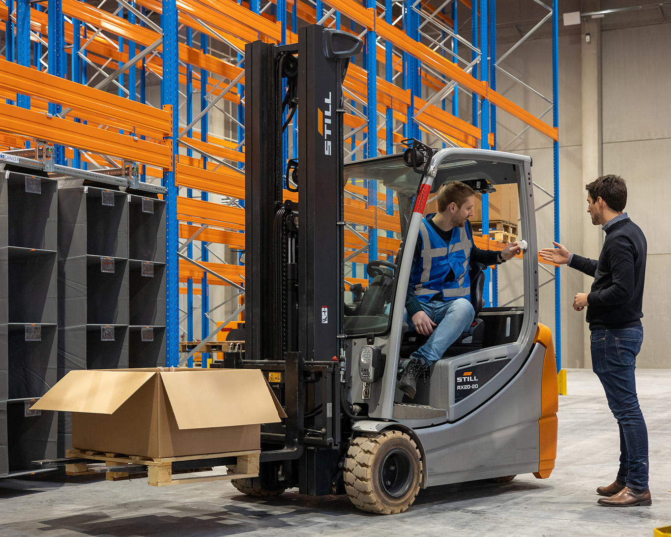 Warehouse with assets and forklift