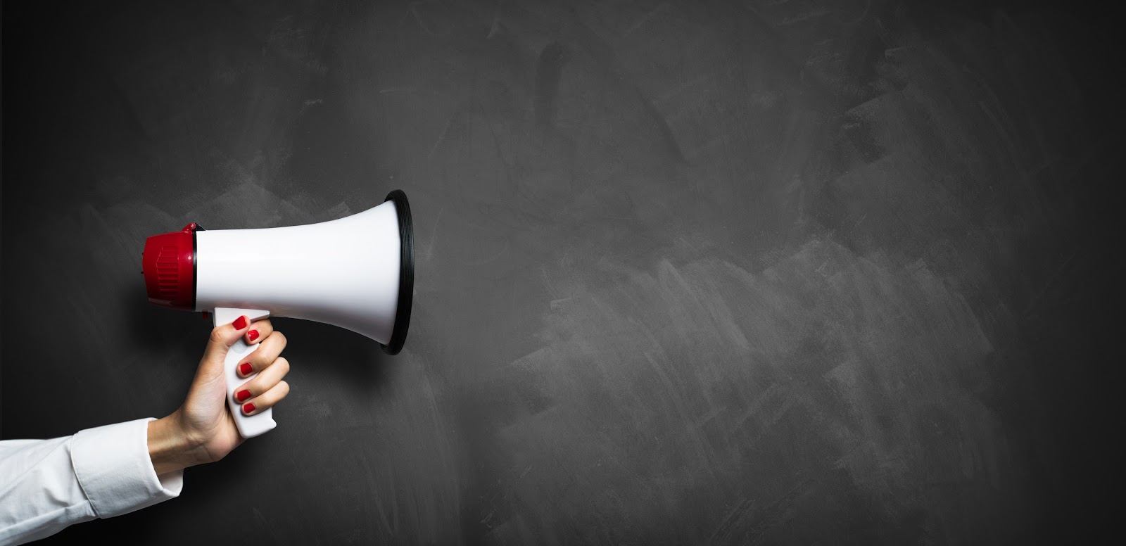 Person holding megaphone
