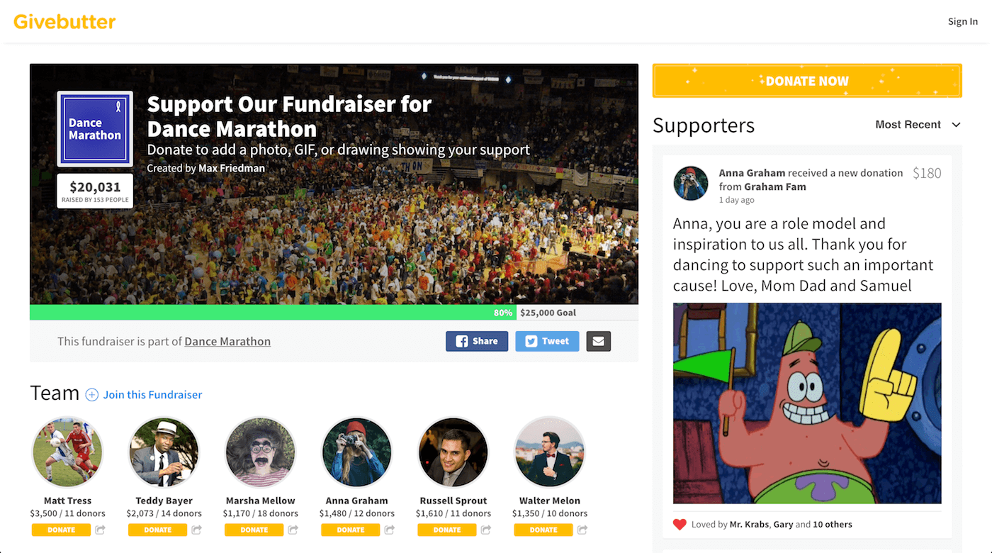 Fundraise Screenshot