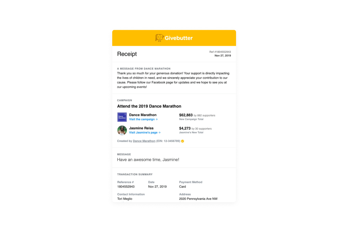 Send Automatic Donation Receipts Via Email For Free | Givebutter