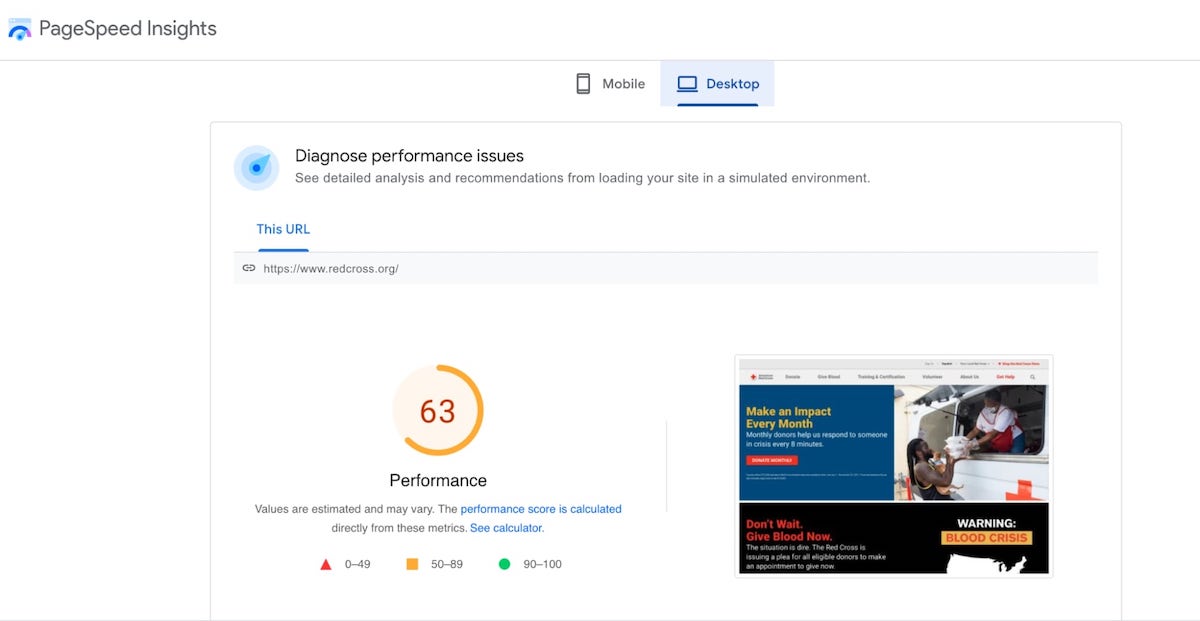 SEO for nonprofits: PageSpeed Insights