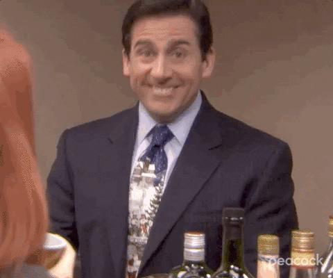 Michael from The Office pointing to the camera