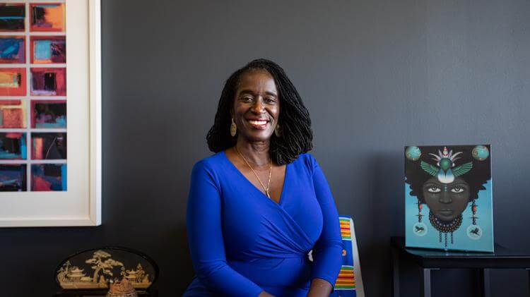 Dr. Copeland sitting in her office