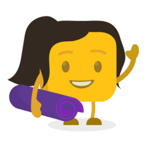 Stephanie's buttermoji holding a yoga mat