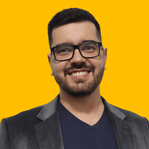 Bruno's headshot against yellow background