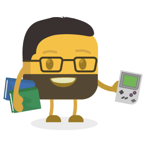 Bruno's buttermoji holding books