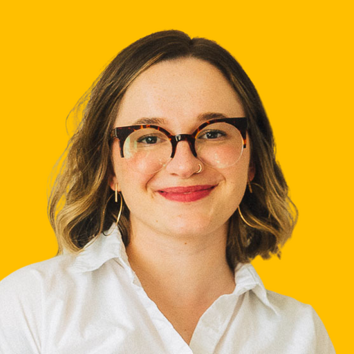 Jacqueline's headshot against a yellow background