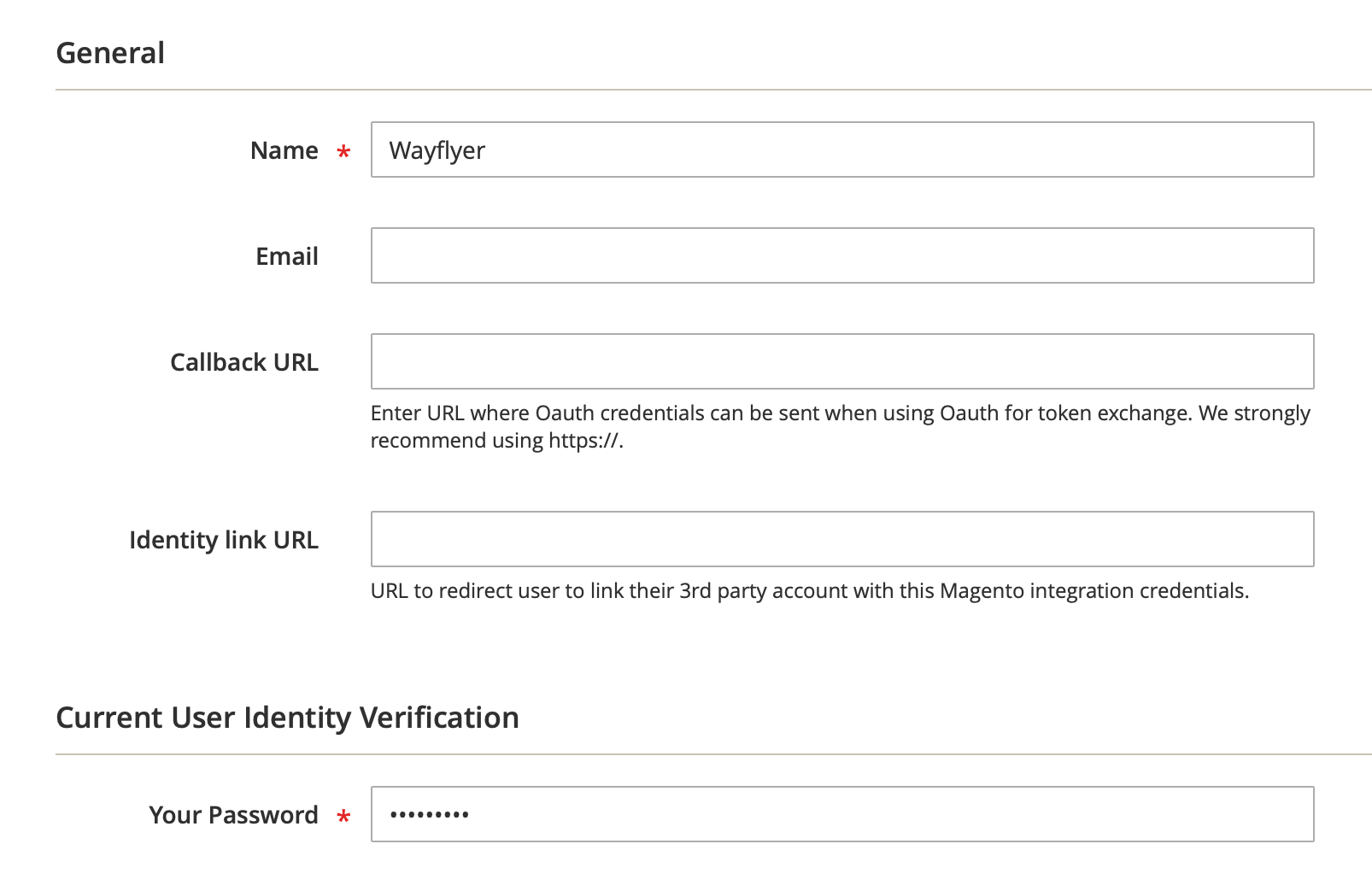 Specify the name of the integration