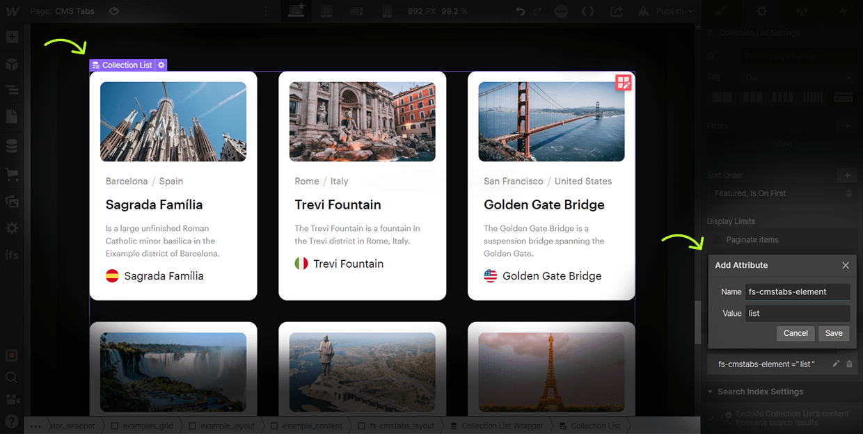 how to add cms tabs list attribute
