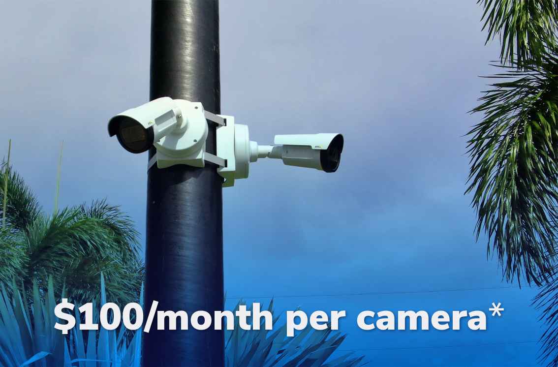Rekor Edge Max cameras mounted to a pole with blue sky