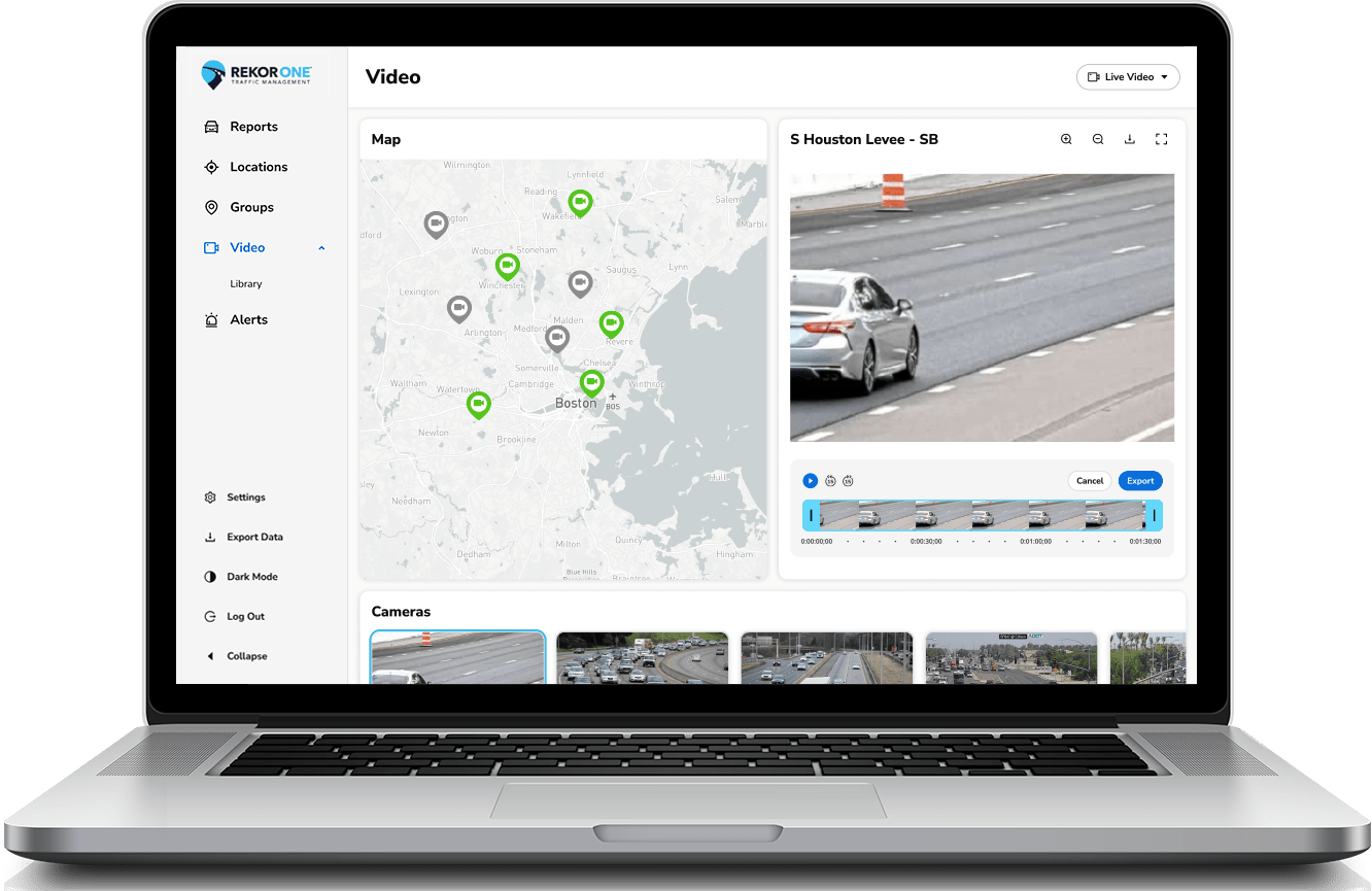 Live and Archival Traffic View application on a laptop screen