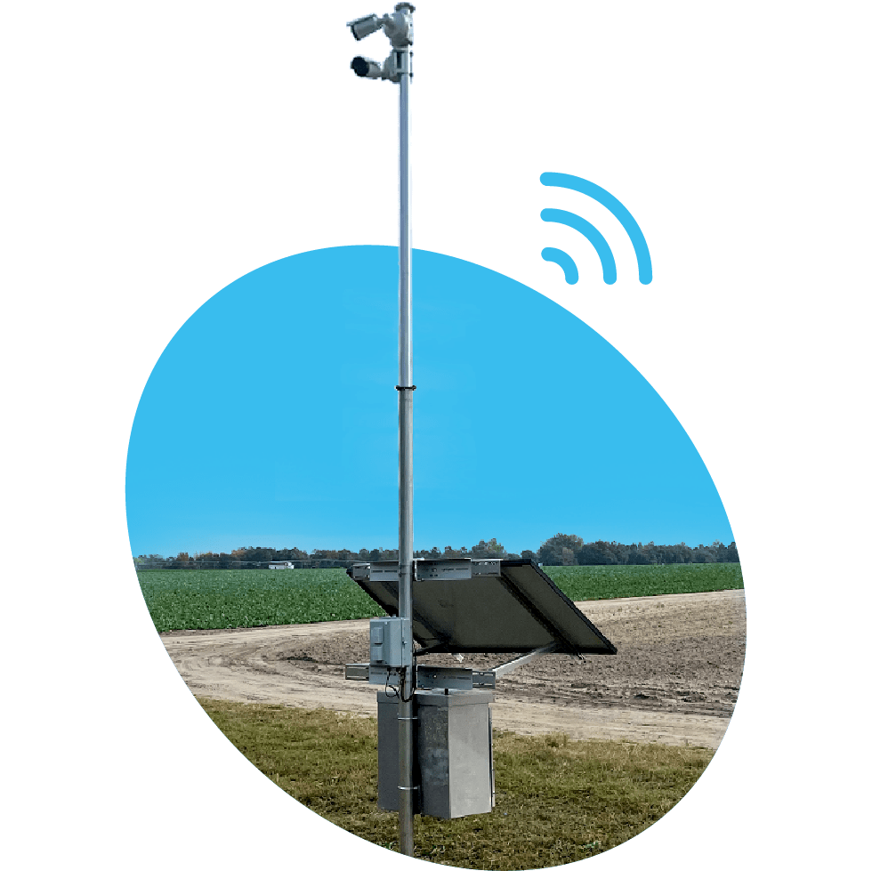 Rekor Edge Max camera system on a blue circle
