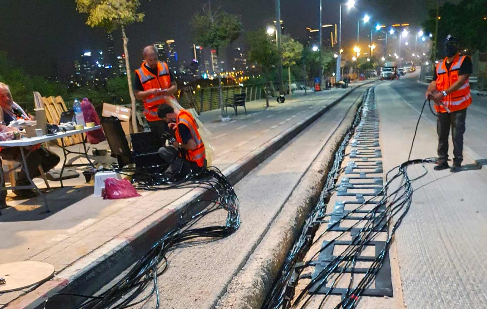 Electric road construction in Tel Aviv Israel