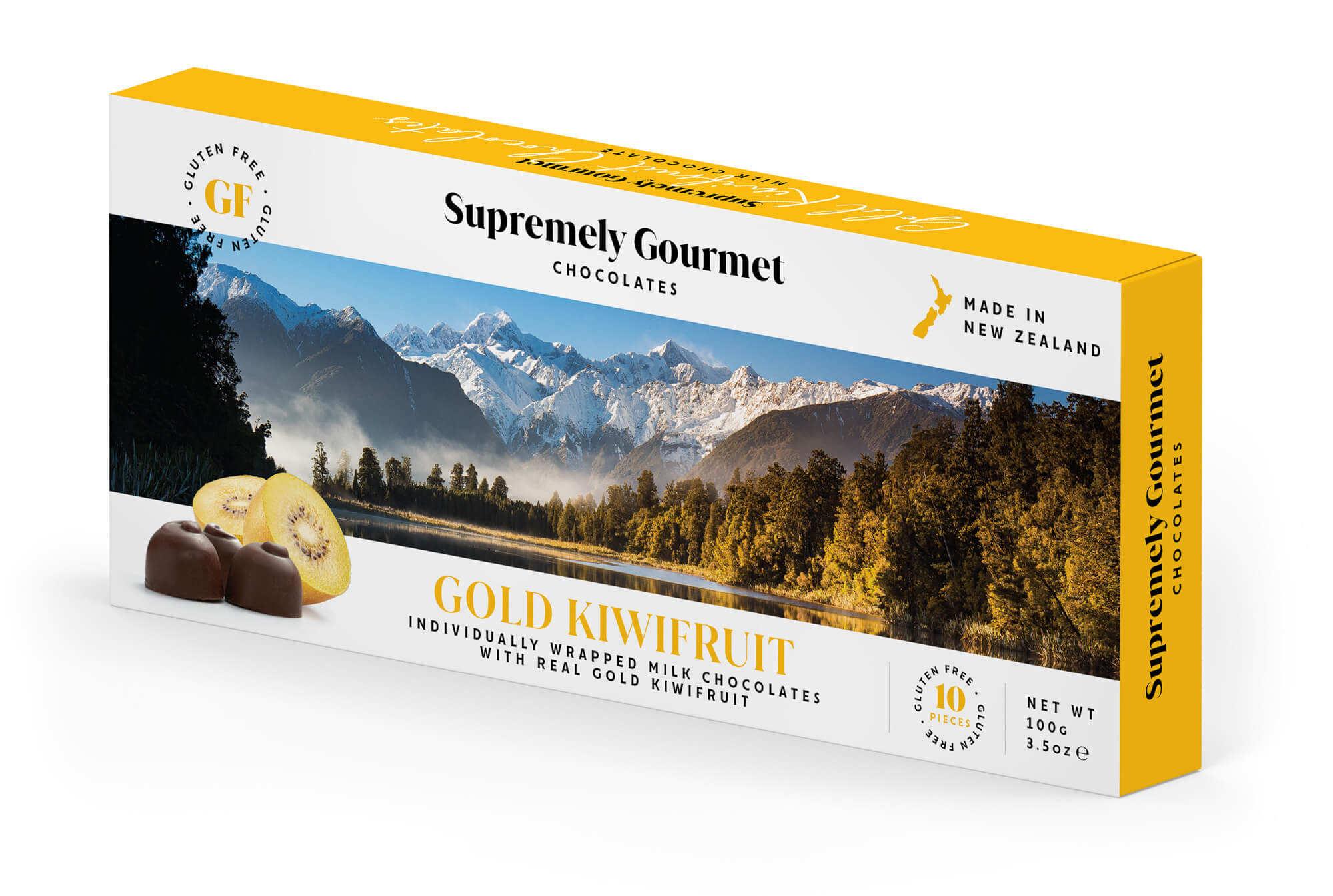 Supremely Gourmet Scenic New Zealand Gold Kiwifruit Milk Chocolates