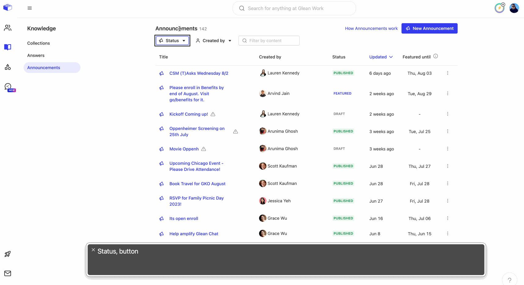 Navigating via F6 and table navigation with arrow keys