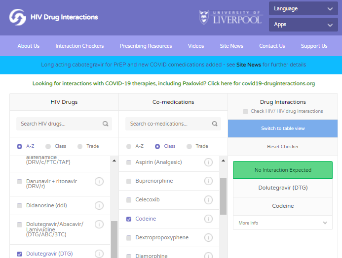 HIV Drug Interaction Checker CODE