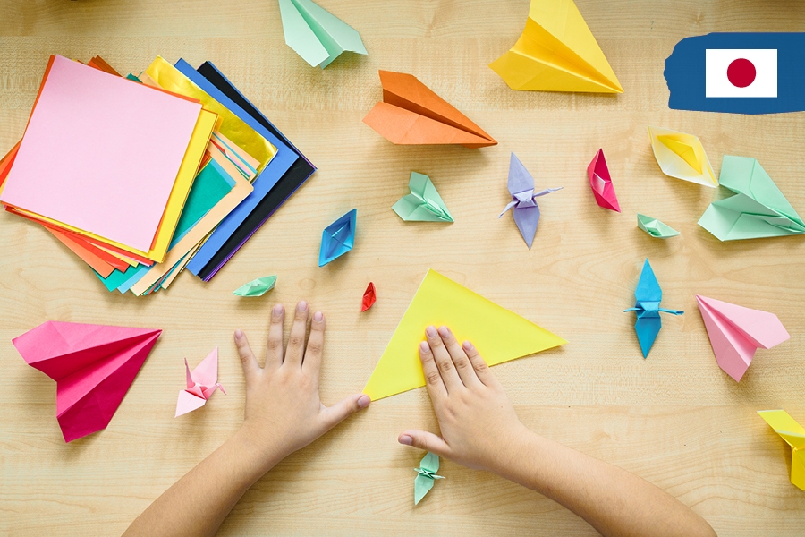 Kids can travel the world from home to Japan with origami as an activity.