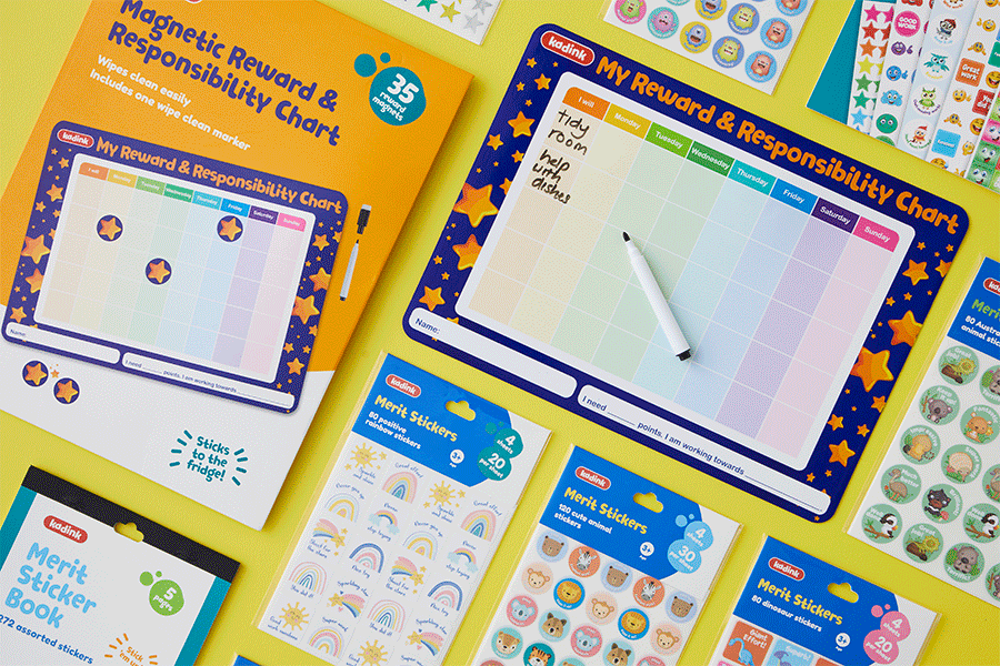 Using a reward chart or merit stickers to praise kids for their efforts can encourage kids to learn new skills.