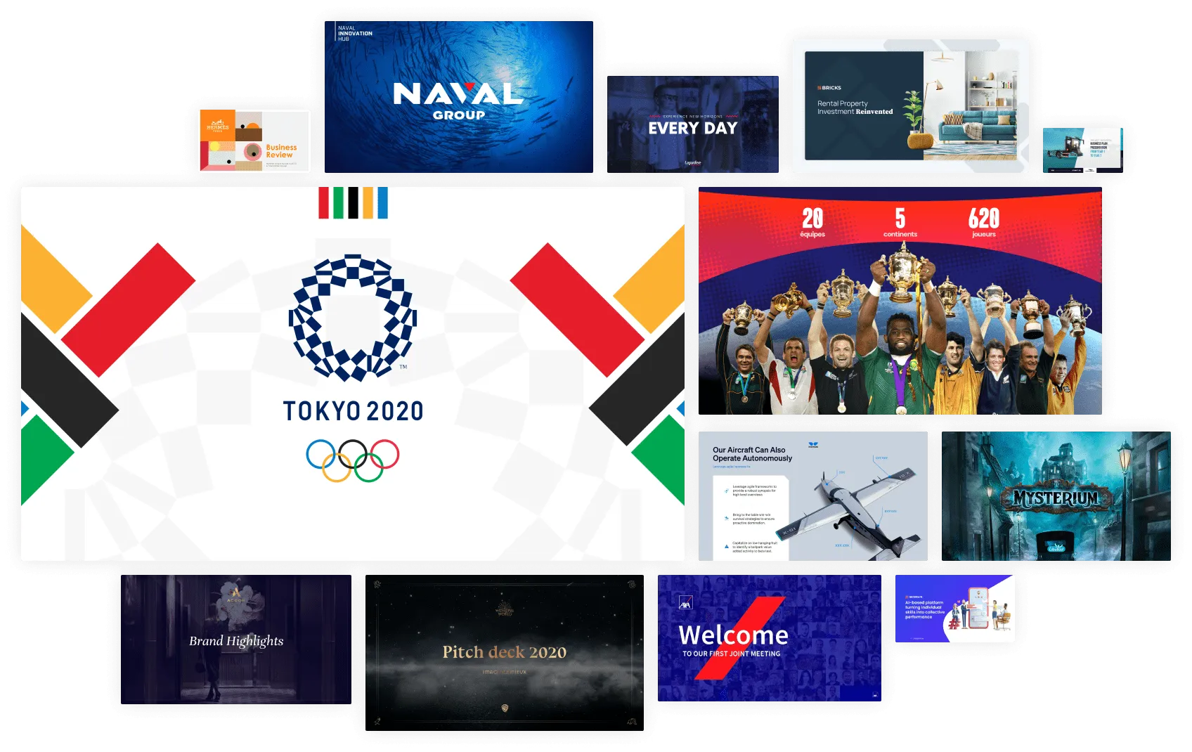 Collage of PowerPoint slides made by Slidor