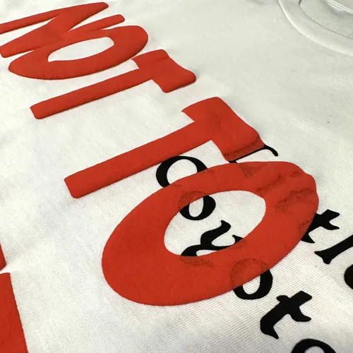 puff ink over printed plastisol on cotton tee